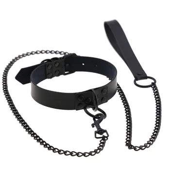 

Sexy Black Punk Choker Collar Leather Bondage Necklace Goth Jewelry Women Men Gothic Necklace Harajuku Accessories Traction Rope