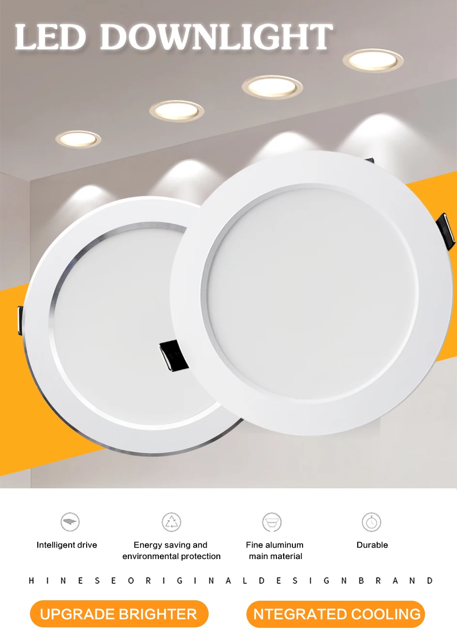 LED Downlight AC 220V 7W 9W 12W 15W 18W Cold Warm Round Recessed Lamp LED Ceiling Light Silver / White Side For Kitchen Bedroom