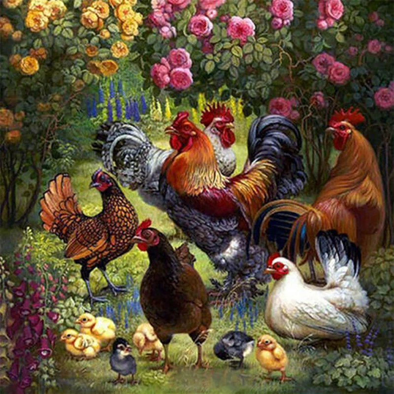 

DIY Chicken Diamond Painting Full Square Paint with Diamonds 5D Drill New Arrivals