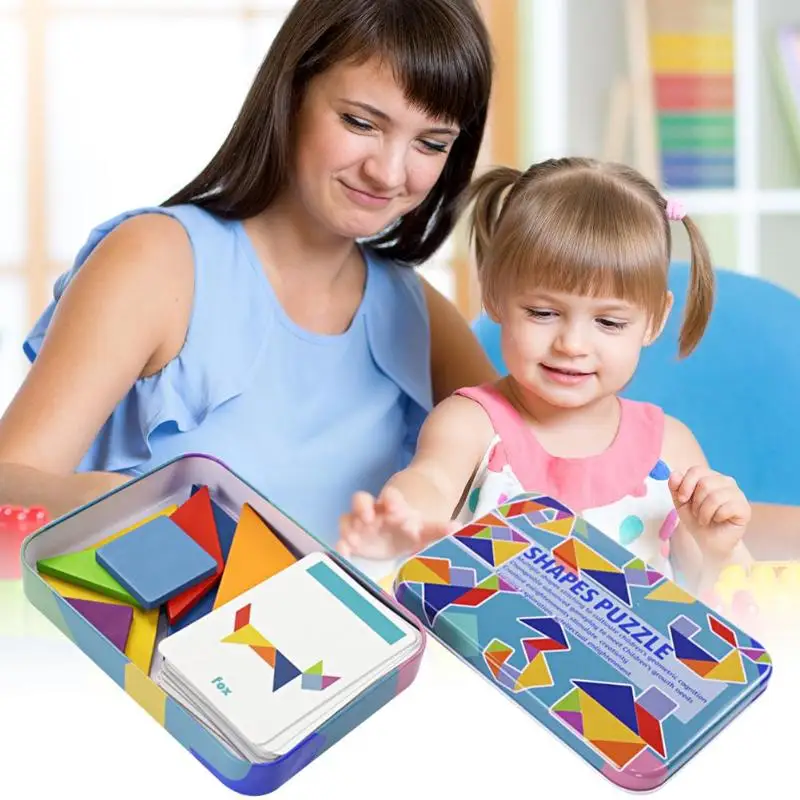 150 шт. Магнитные пазлы с рисунком Tangram Jigsaw игрушки деревянные детские головоломки игрушки вызов ваш IQ Волшебная Книга набор Детская обучающая игрушка