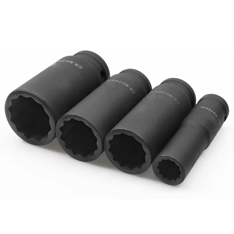 1pcs Lengthen 1/2" Square drive 12 point PT metric Torx Socket Ratchet wrench adapter 12 Angles Plum Blossom Sleeve 28mm to 41mm 4