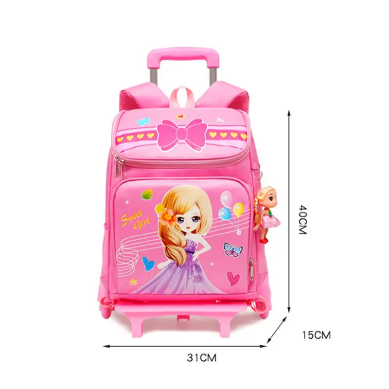Детские школьные сумки Детский Дорожный чемодан на колесиках школьный рюкзак-тележка для девочек рюкзак детская раскраска сумка 2/6 колеса