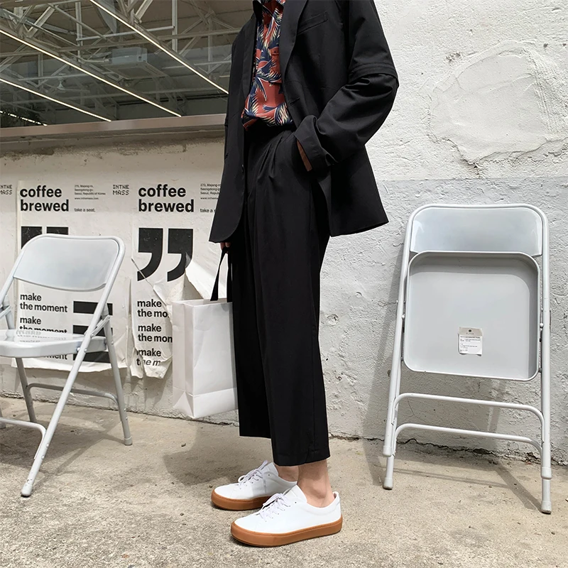 Летняя новая Корейская версия свободные Harajuku трендовые студенческие деловые повседневные мужские трехцветные брюки уличная одежда