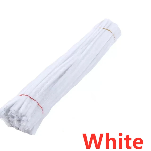 100pcs 30cm Chenille Stems Pipe Cleaners Kids Plush Educational Toy Colorful Pipe Cleaner Toys Handmade DIY Craft Supplies White 100Pcs