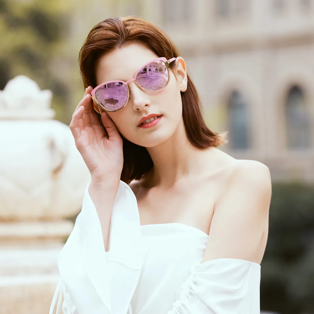 

FENCHI Sunglasses Women Polarized Cat Eye Sunglasses Mirror Metal Vintage Brand Designer sun glasses lunette de soleil homme