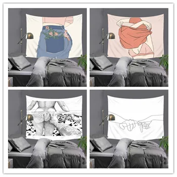 

Line Draw Tapestry Wall Hanging Boho Decor Hippie Kiss Psychedelic Wall Tapestry Abstract Carpet Wall Cloth Tapestries