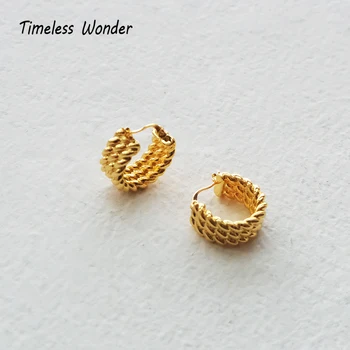 

Timeless Wonder Brass Geo Braided CC Statement Earrings Women Jewelry Punk Gothic Boho Top Runway Designer Trendy Rare Ins 5338