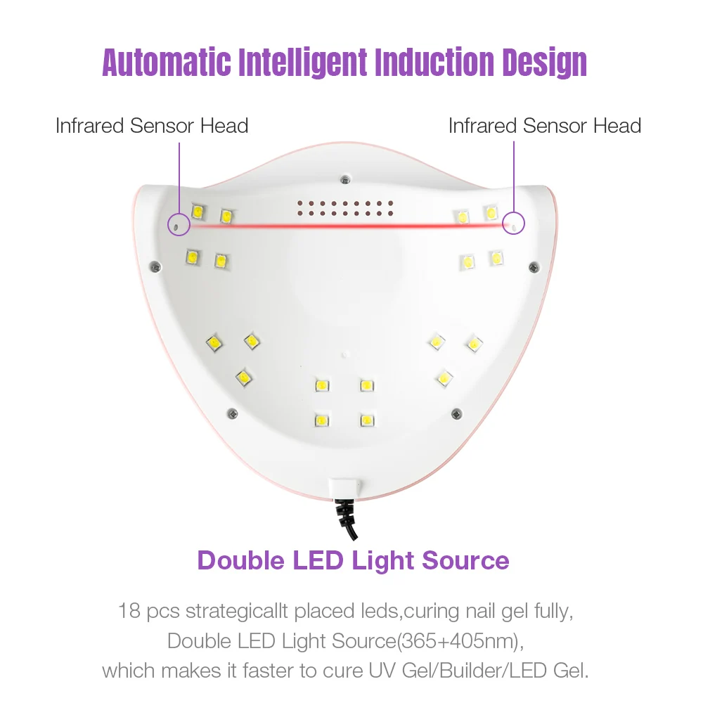 Dmoley 54 Вт УФ лампа USB Светодиодная лампа для сушки ногтей 18 шт. светодиодный s лампа для отверждения всех гелей с датчиком USB зарядка инструменты для дизайна ногтей