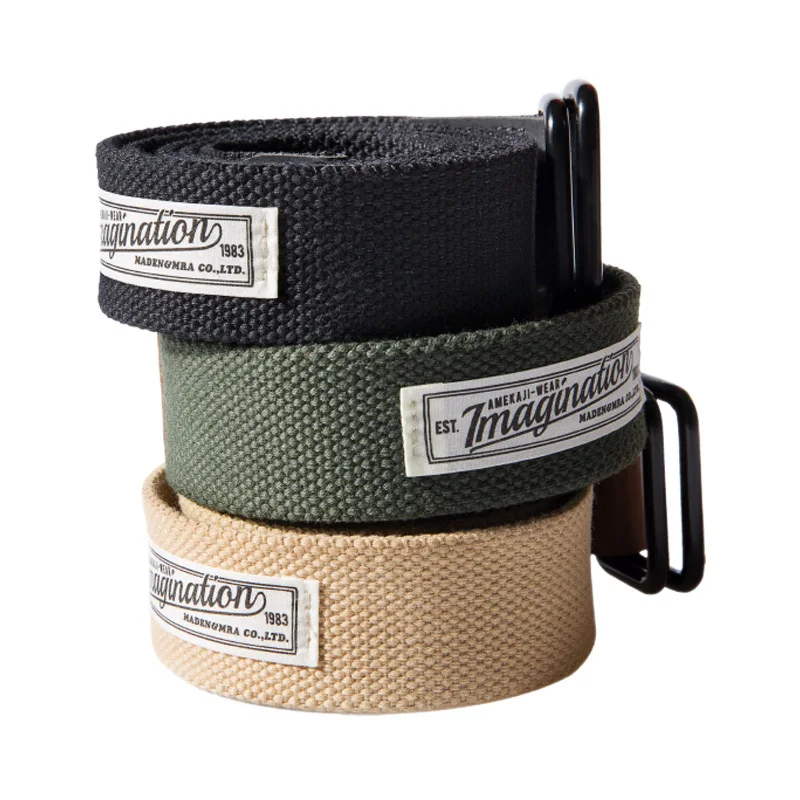 

2020 New Vintage Canvas Web Tactical Belt With Double D-Ring Black Khaki Green