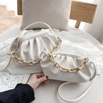 

Fashion Solid Color Chain PU Leather Shoulder Bags For Women 2020 New Designer Crossbody Messenger Bag Female Travel Handbags