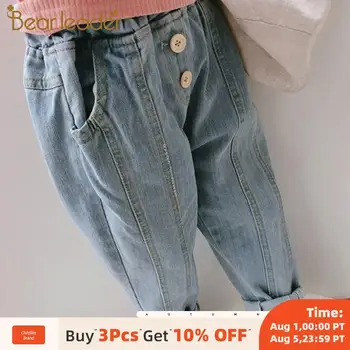 

Bear Leader Casual Girl's Denim Trousers Children's Jeans 3-7 Years Old Korean Fashion Loose Student Pants Autumn New Pants