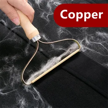 

Copper Portable Lint Remover with Wooden Handle Clothes Fuzz Fabric Shaver for Sweater Woven Coat Pet Hair Fluff Cleaning Brush
