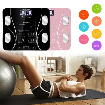 

Glass Platform Touch Smart Step-On Technology Digital Body Fat Scale Lightweight Portable Universal 180KG 7 Parameters 400 Lb
