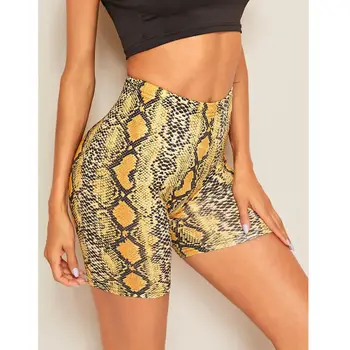 

3 Colors Women Ladies Fashion Casual Summer Shorts High Waist Snake Print Gym Shorts Sports Running Dance Skinny Shorts Outfits