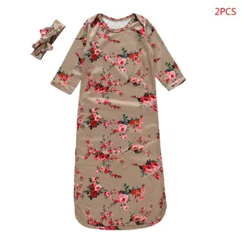 

2PCS Newborn Baby Infant Swaddle Wrap Blanket Sleeping Bag+Headband Outfit Set Swaddle Wrap Blanket