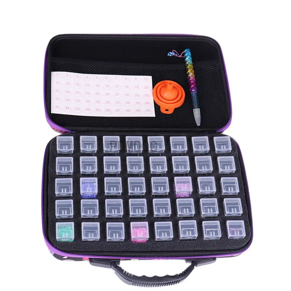 

40 Bottle Diamond Painting Box Tool Container Storage Box Carry Case Holder Hand Bag ZipperDiamond Cross Stitch Accessories