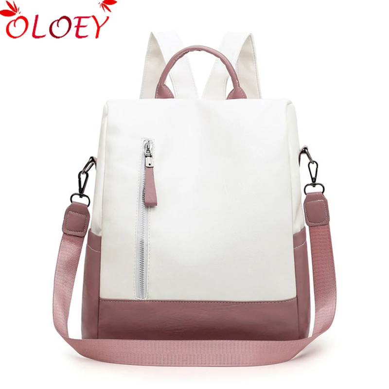 

panelled anti theft leather backpack women Ladies Backpacks For teenage girl college backpack female shoulder school travel bags