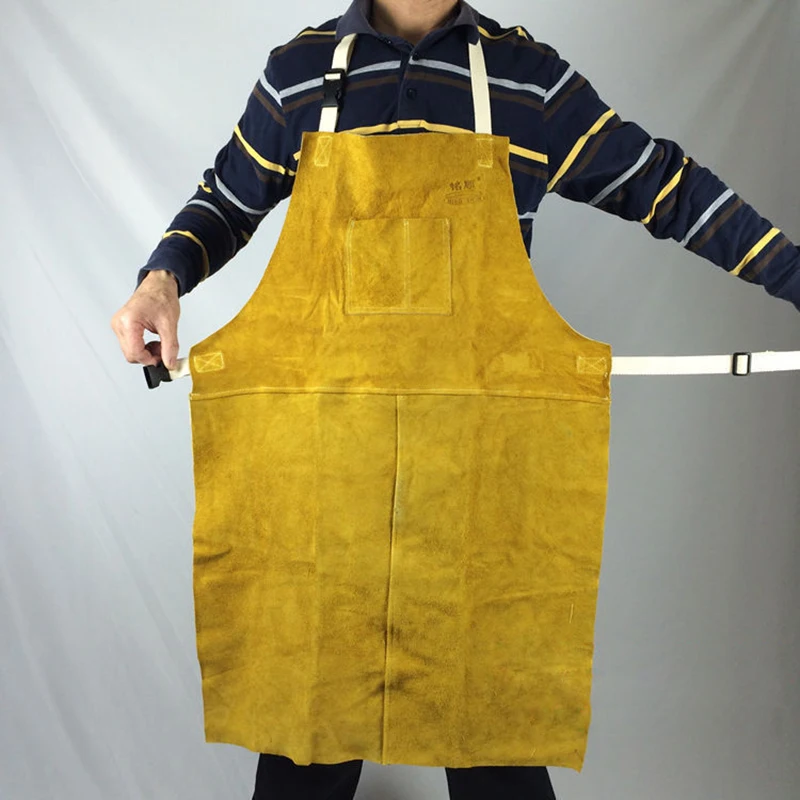 Cowhide Welding Apron Fireproof Work Aprons Genuine Leather Wear-resistant Heat Resistant for Welder Camping BBQ Garden | Дом и сад