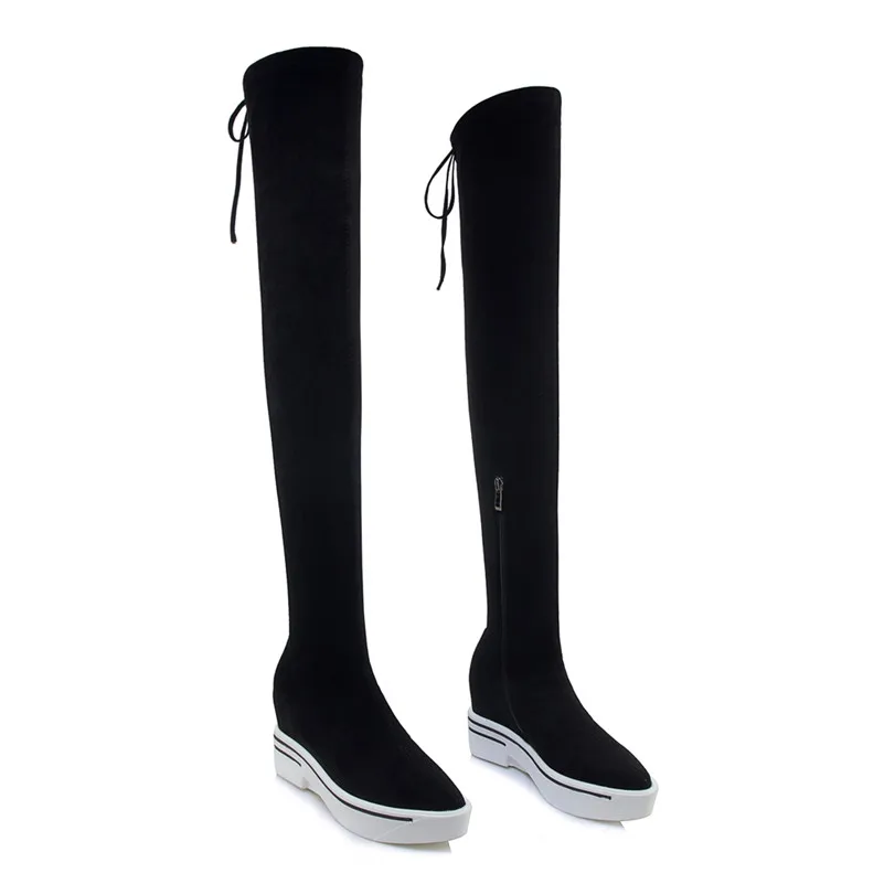 FEDONAS Winter Platform Boots Warm Flock Women Over The Knee High Boots Party Night Club Shoes Woman Wedges Long Boots