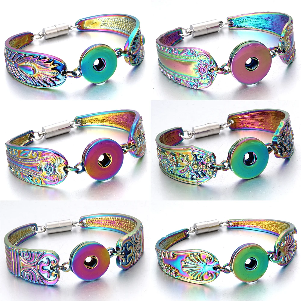 2019-New-Colorful-Magnetic-Snap-Bracelet-Bangle-Fit-20MM-18MM-Snap-Buttons-Jewelry-Metal-Silver-Snap