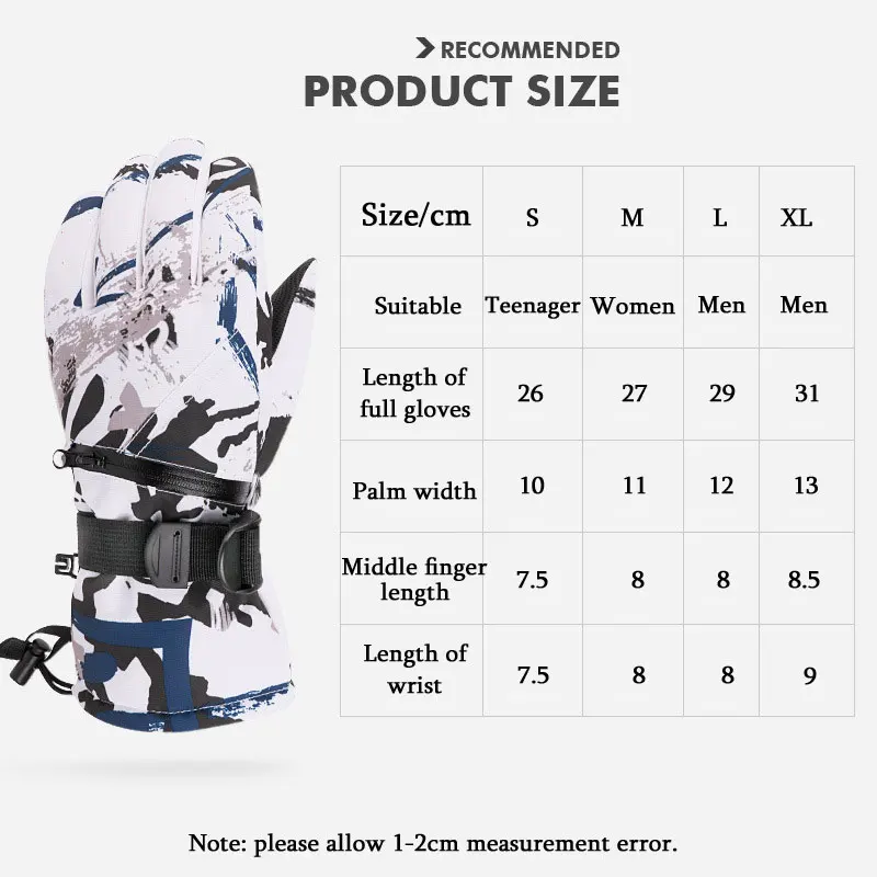 Thermal Fingers Touch Screen Ski Gloves Men Women Winter Fleece Waterproof Warm Snowboard Snow Gloves for Skiing Riding 5