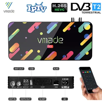 

Newest DVB-T2 K5 TV Receiver Super Terrestrial Decoder AC3 Dolby HD Audio Digital TV Tuner DVB-T H.265/HEVC Built-in RJ45 IPTV