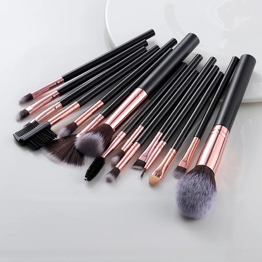 Makeup-Brushes-Set Eyelash Eyebrow-Comb-Brush Brochas Eye-Shadow Kabuki FLD Black Foundation