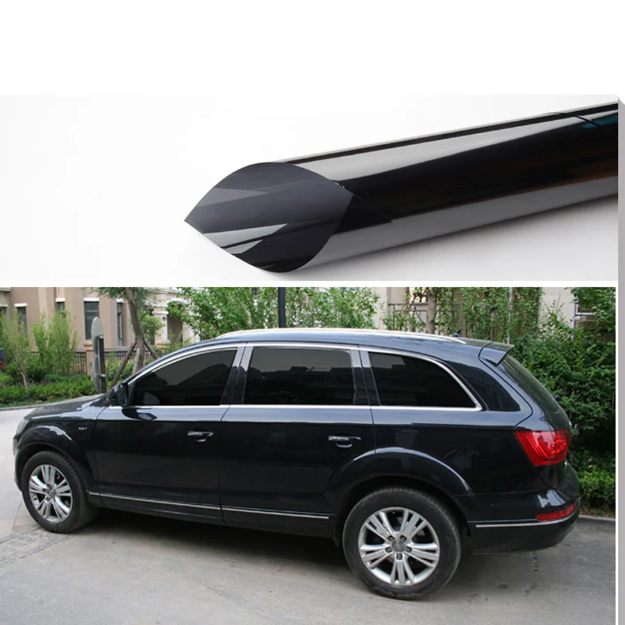 

0.5m*30m/20"Car Window Tint Film Super Dark Black Car Window Foils Solar Protection 5% VLT Stickers Whole Sale