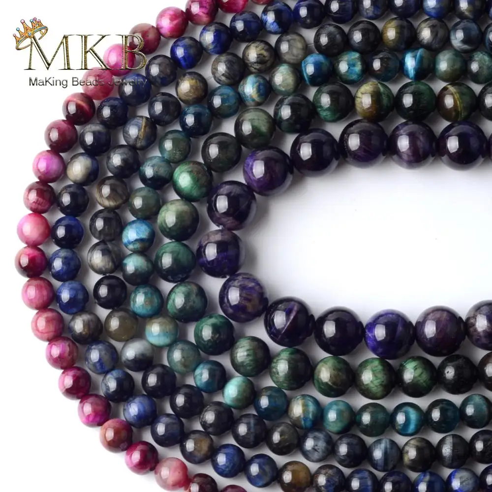 Wholesale Natural Stone 6Colors Tiger Eye Round Beads Space Loose For Jewelry Making 6/8/10mm Diy Bracelet 15inches | Украшения и