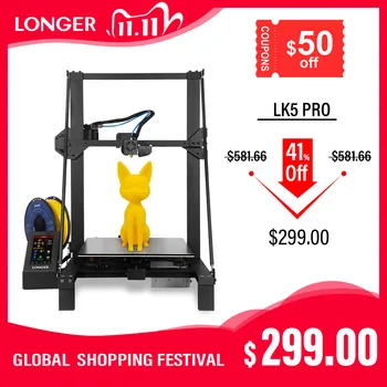 

LONGER LK5 Pro FDM 3D Printer Printer Size 300*300*400mm Open Source 4.3â€ Full Color Touch Screen Big Size High Precision