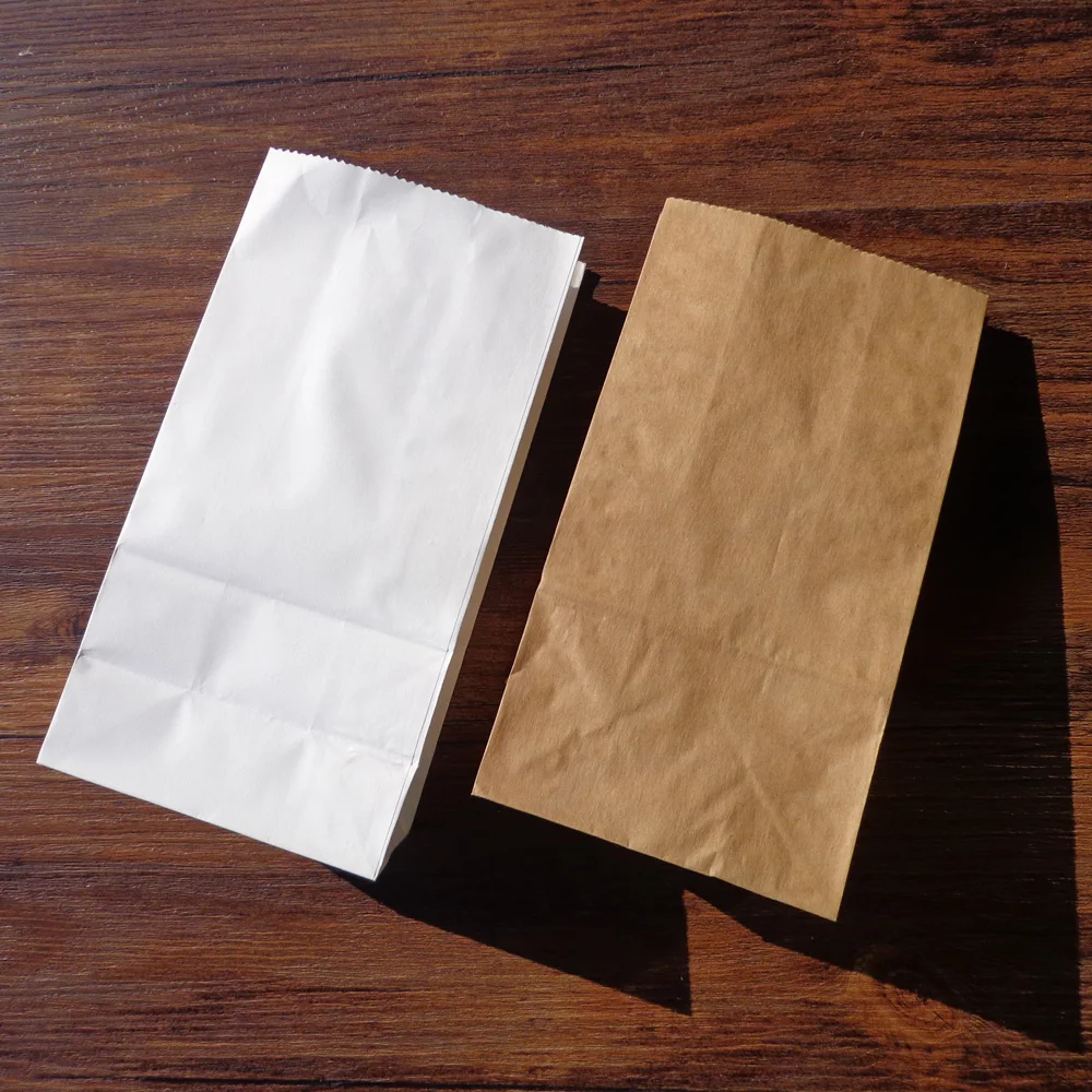 

8pcs 18x9.5x6cm Solid Color Kraft/White Paper Bags Party Favor Stand up Bag, Open Top Treat Bag Paper Gift Bag