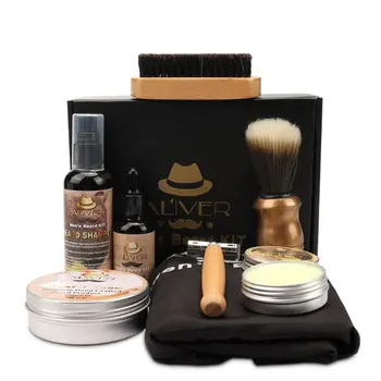 

Beard Oil Balm Brush Shaver Apron Shampoo Soap Storage Grooming Care Kit NEW