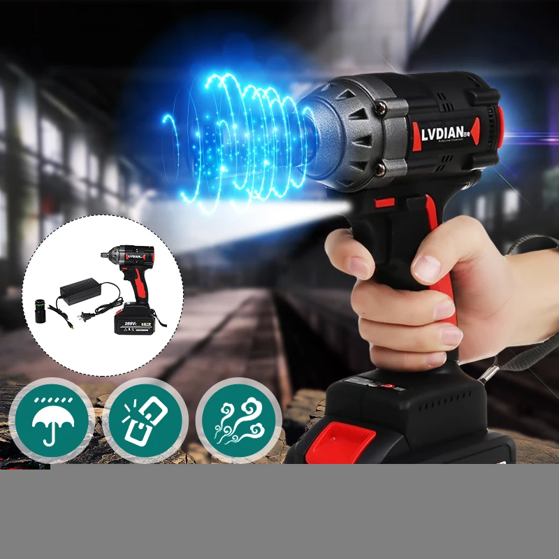  288VF 600N.M High Torque Brushless Cordless Impact Electric Wrench Li ion Battery Home Car/SUV Whee