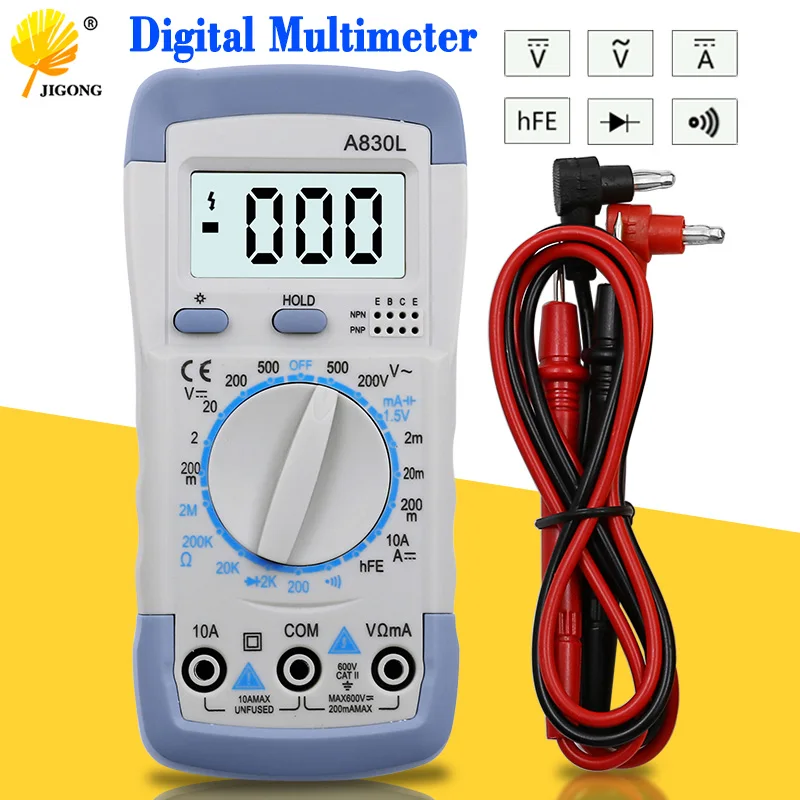 

A830L LCD Digital Multimeter AC DC Voltage Diode Freguency Multitester Current Tester Luminous Display with Buzzer Function