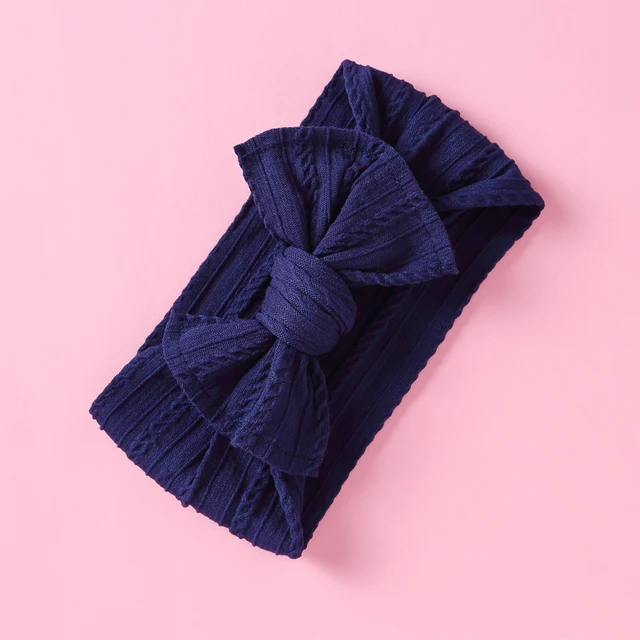1PCS New Braid Nylon Bow Headbands,Cable Knit Solid Wide Nylon Headbands Turban, Baby Girls Head Wrap Hair Accessories 27 colors A2NSFB-9873-2