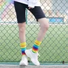 Chaussettes hautes 2022 coton pour femmes, couleur bonbon, arc-en-ciel, sport rayé, décontracté, Streetwear, Harajuku ► Photo 3/6