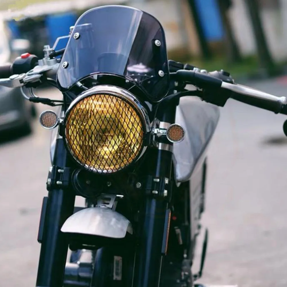 Ретро Черный лобовое стекло компактный спортивный козырек от ветра для Harley Yamaha