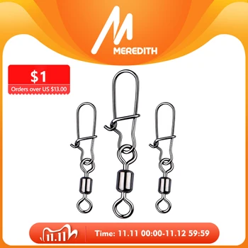 SPECIAL PRICE ❤️ MEREDITH Fishing Connector 50PCS/Lot 2# 4# 6# 8# 10# Pin Bearing Rolling Swivel Stainless Steel With Snap Fishhook Lure Tackle - discount item 15% OFF Sports & Entertainment