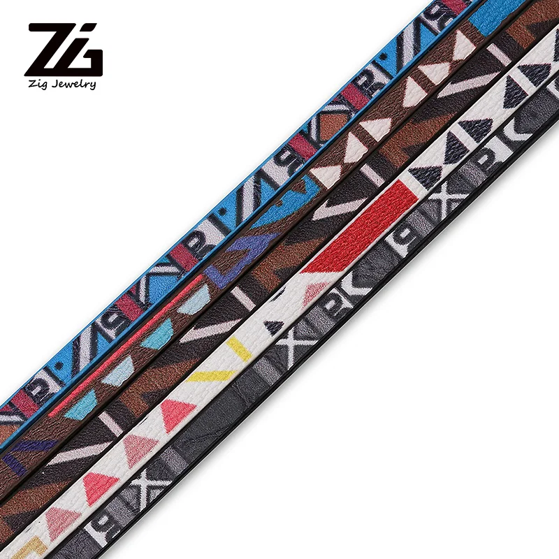 

ZG 5mm geometric pattern flat bottom PU leather rope and rope Diy jewelry found accessories fashion jewelry bracelet making