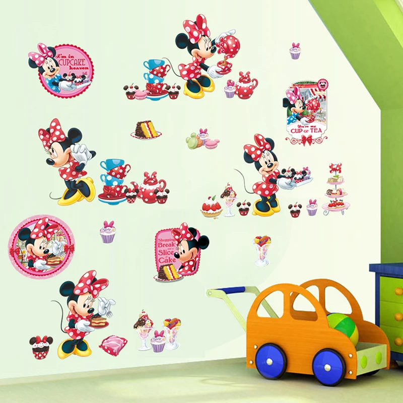 Cartoon Disney Minnie Mouse Cupcake Heaven Wall Stickers For Kids Room Home Decor Girl's Bedroom Wall PVC Mural Art DIY Decals Cartoon Disney Minnie Mouse Cupcake Heaven Wall Stickers For Kids Room Home Decor Girl's Bedroom Wall PVC Mural Art DIY Decals