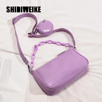 

Women Leather Handbags Luxury Brand Crossbody Totes 2020 New Fashion Big Chain Baguette Lady's Shoulder Messenger Bags 1X69