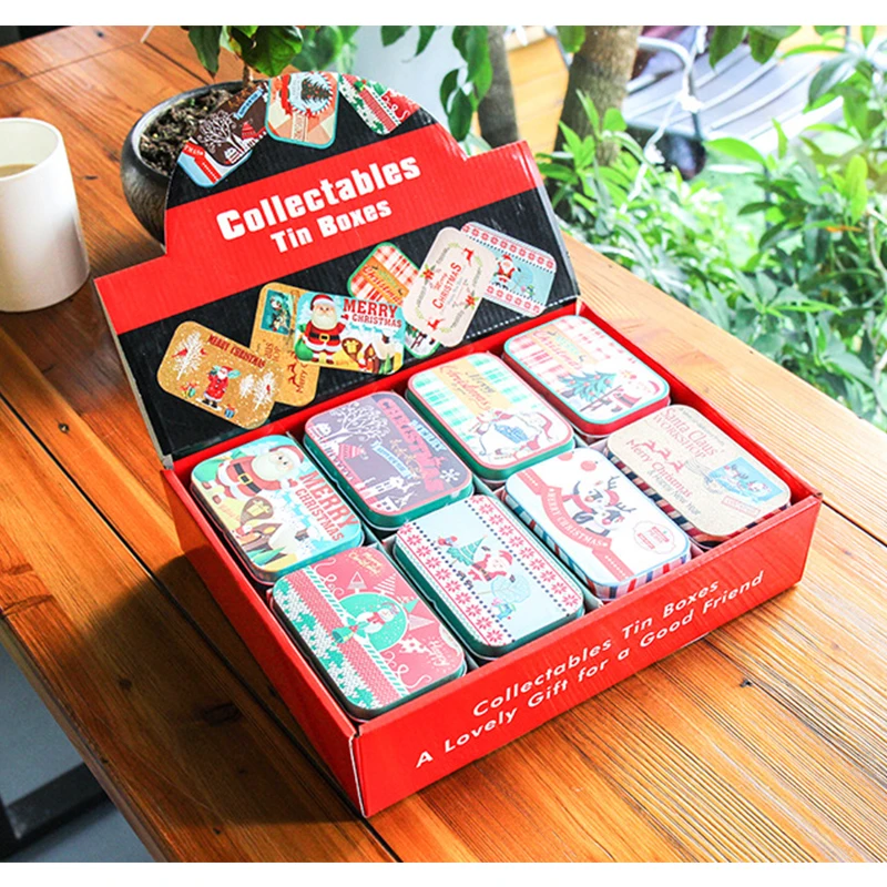 

2019 Christmas Style Rectangle Tin Box Tin Gift Case Package Cookie Box Chocolate Case Candy Box in Display box