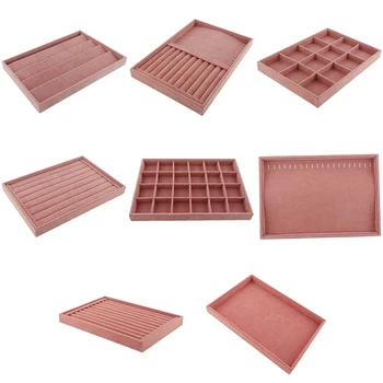 

Pink Velvet Jewelry Ring Display Organizer Case Tray Holder Necklace Earrings Bangle Storage Box Showcase Jewelry Stand Holder
