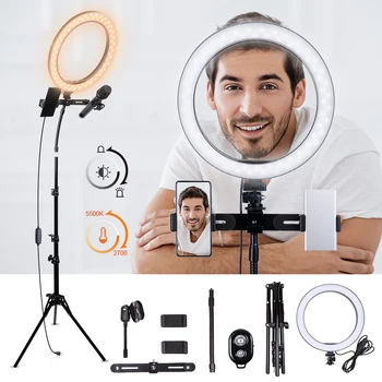

K&F Concept 10" Ring Light with 58" Tripod Stand LED Ring light with Remote Control for Streaming Makeup Selfie Photography Live