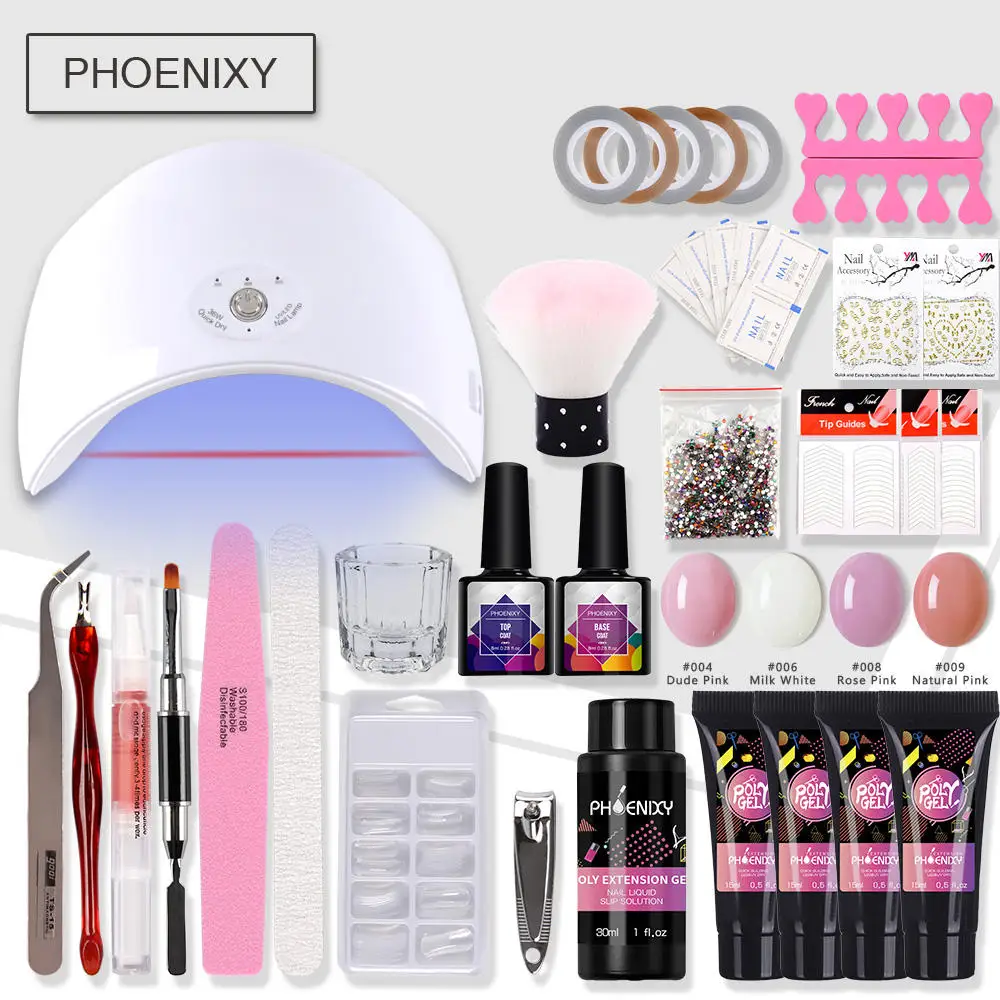 

Full Nail Set Poly Gel Kit 80w UV LED Lamp For Polygel Set Builder Gel Hard Jelly Gel Extension Gel Nail Art Tool Manicure Set