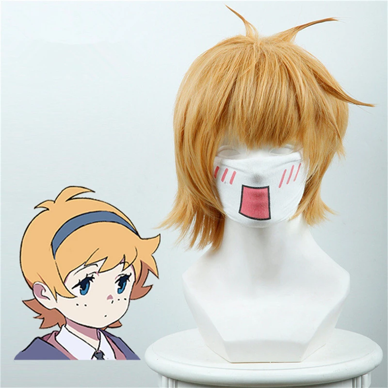 

Anime Little Witch Academia Kagari Atsuko Wig Cosplay Costume Women Short Yellow Synthetic Hair Halloween Carnival Wigs