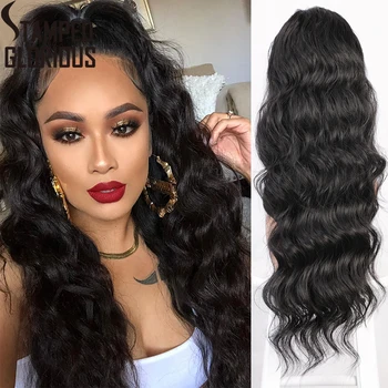 

Stamped Glorious Long Wavy Drawstring Ponytail Synthetic Drawstring Ponytail Extension for Women Black and Brown Fake Hair