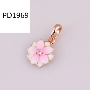 

PD silver spring light pink Magnolia flower clip or bead charms Fits European Charm Bracelets