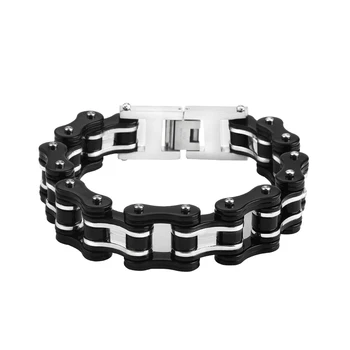

Punk Rock 316L Stainless Steel black Biker Mens Bracelet Link Chain Motorcycle Bike Bicycle Chain Bracelets Bangles fashion Gift