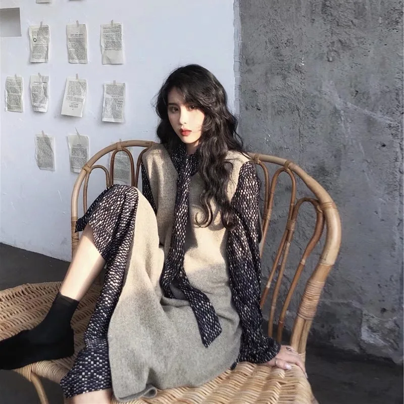 

Spring Clothing New Style 2020 French Retro Online Celebrity Two-Piece Set WOMEN'S Dress Fashion Full Body Dress Fairy Immortal